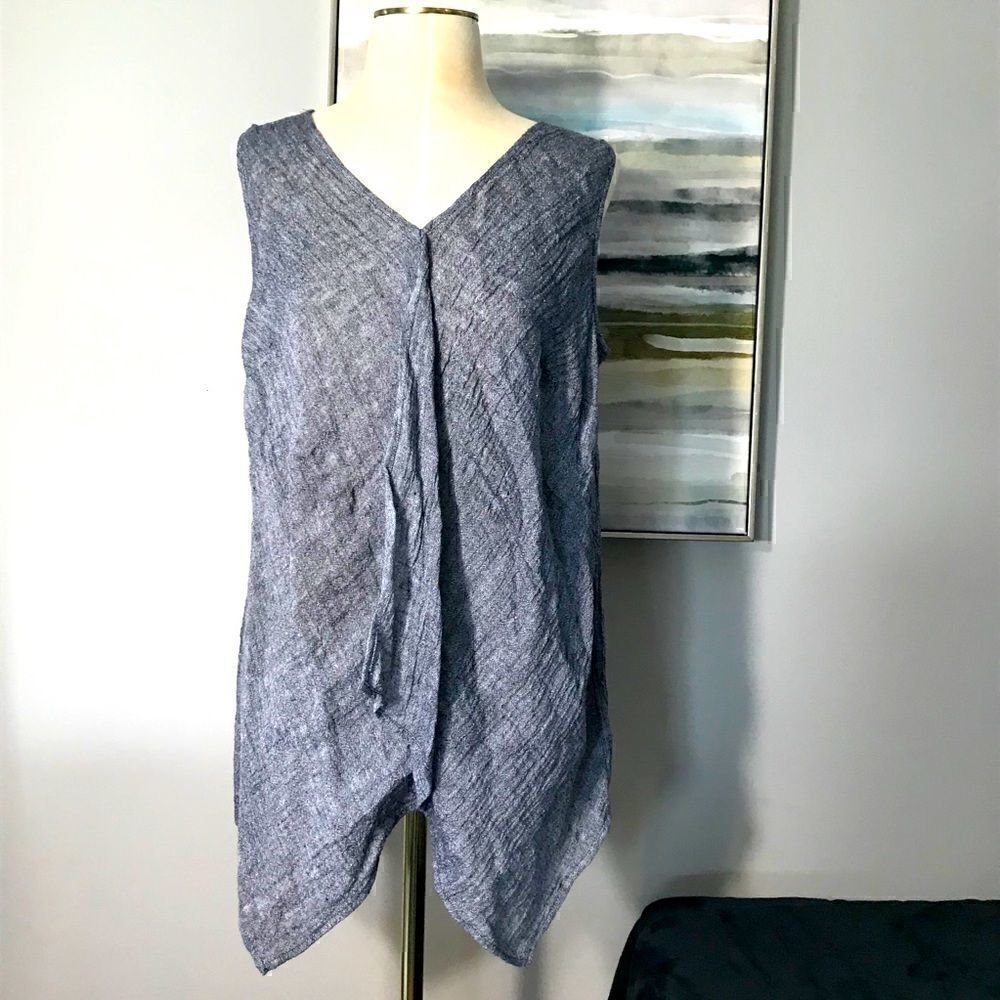 J. Jill Crinkle Linen Sleeveless Tunic Tank Top S